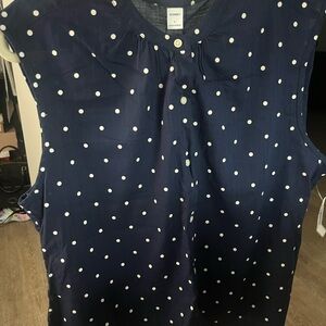 Navy Polka Dot Sleeveless Blouse